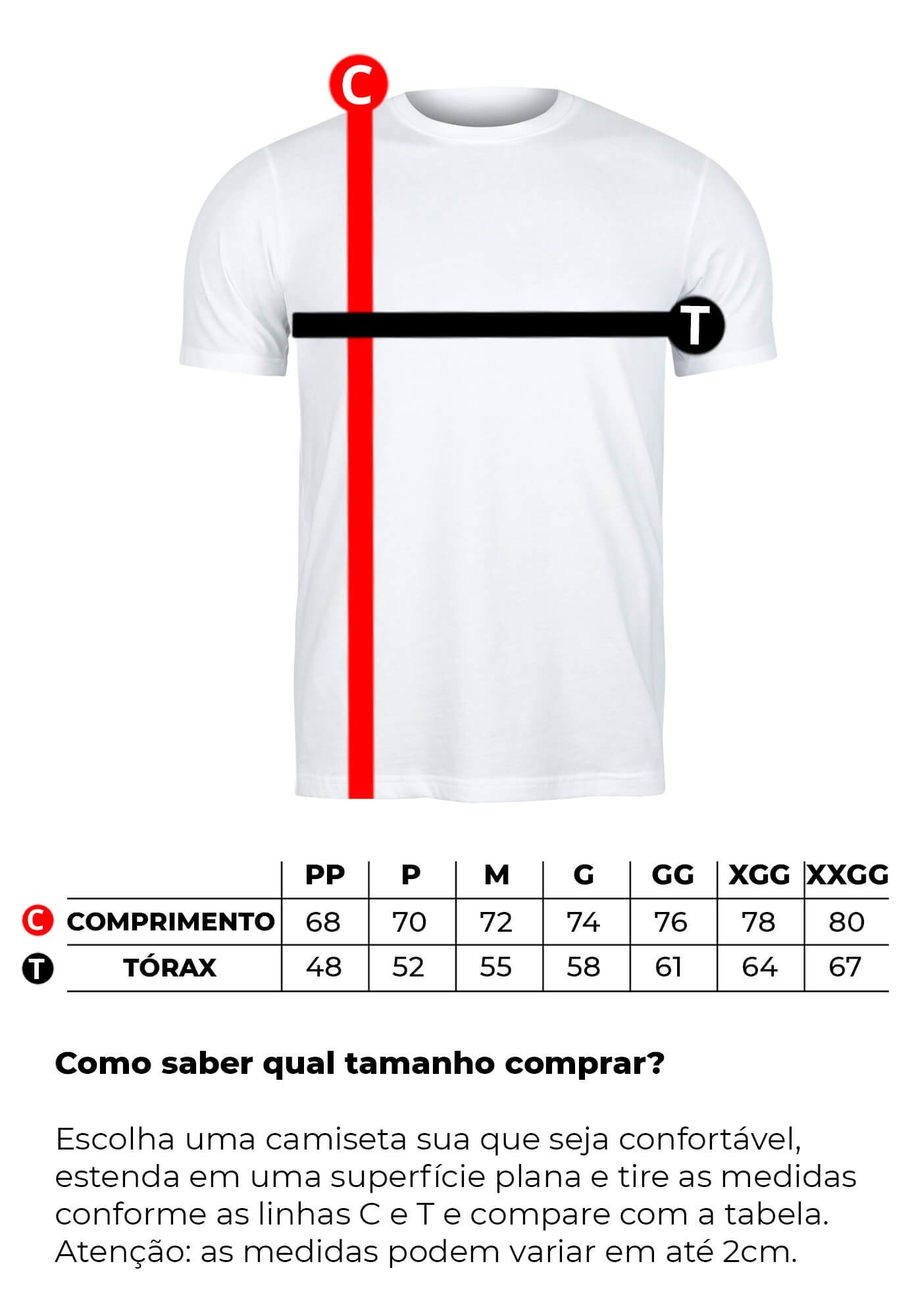 tabela de medidas camiseta masculina   imagem produto